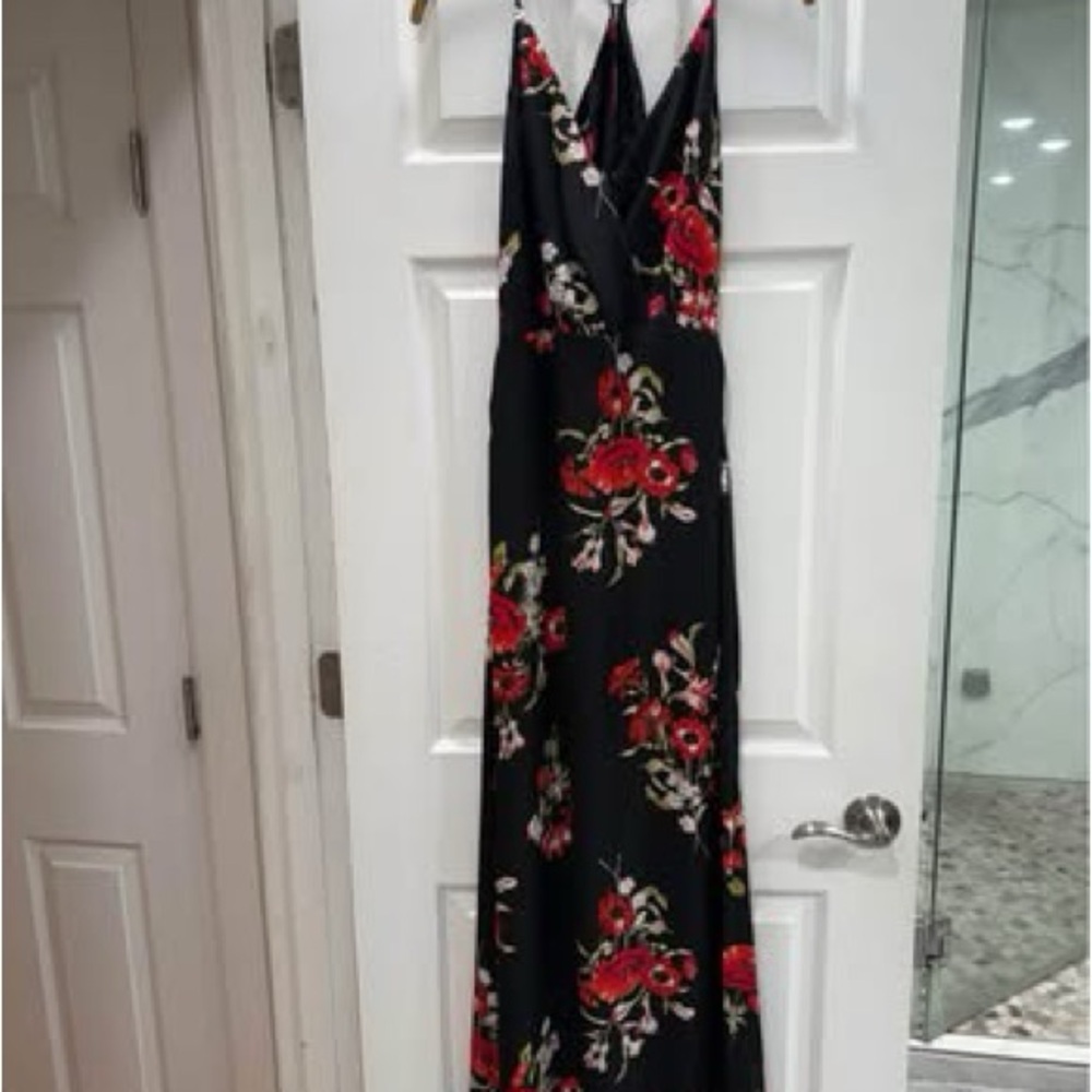 Elegant Floral Black Maxi Dress